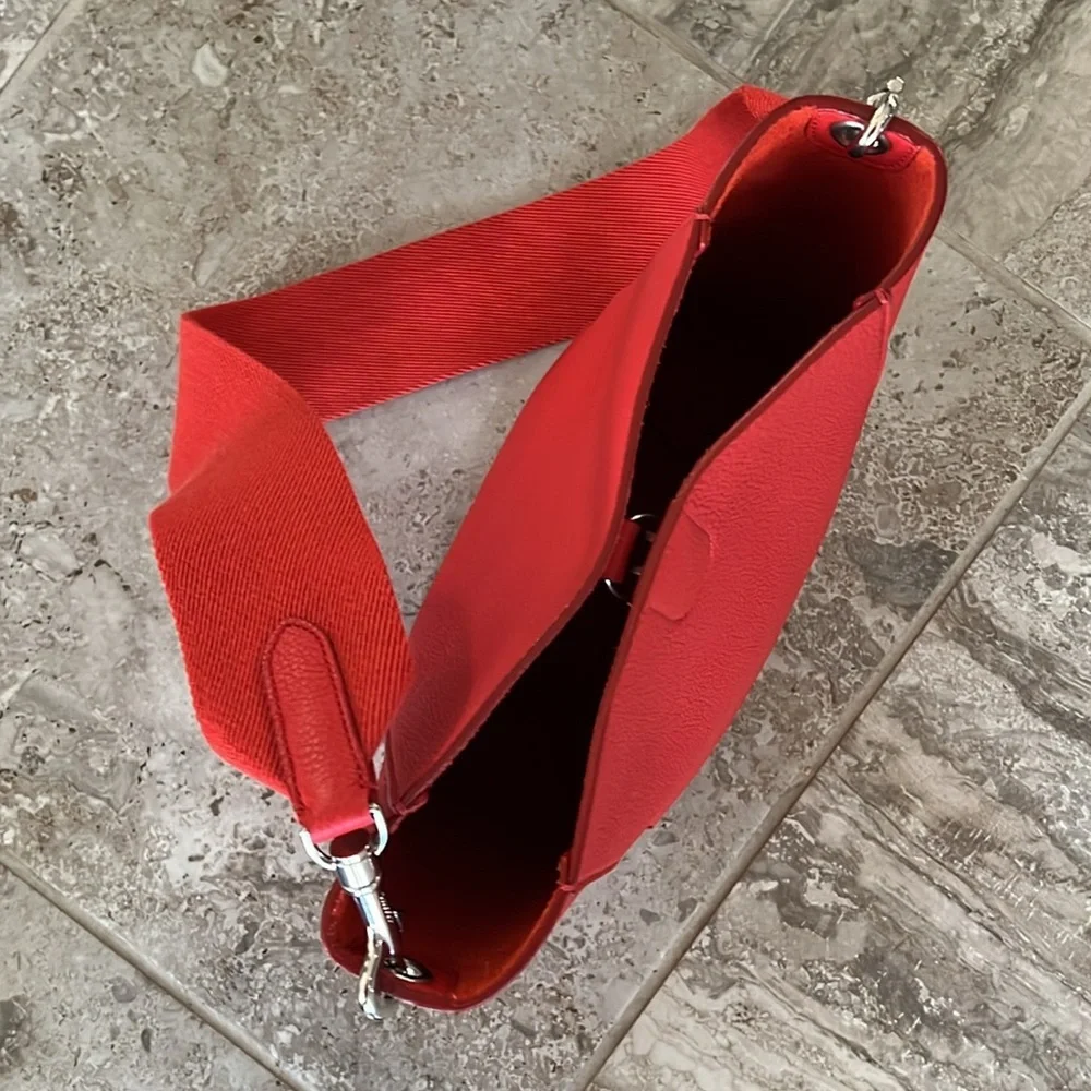 Celine Sangle Small Bucket Bag, Small Grain Calfskin, Red, Like New - Picture 8 of 15